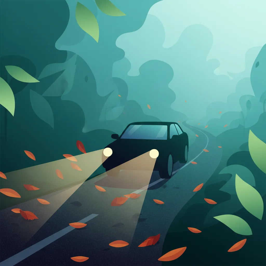 Körning i nedsatt sikt och användning av strålkastare översiktsbild för lektionen