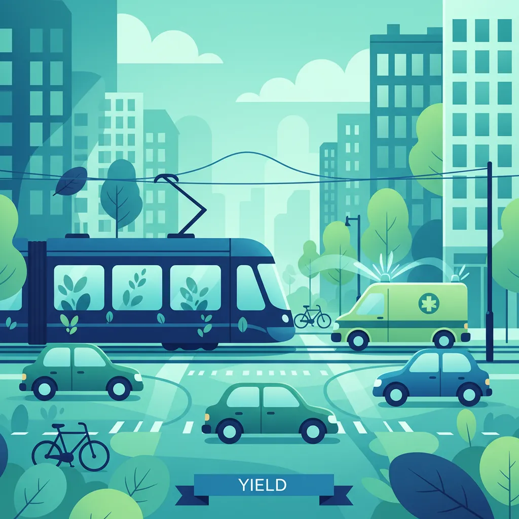 Svensk MC-Teori A: Prioritet med utryckningsfordon och kollektivtrafik