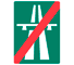 E2 - End of Motorway road sign